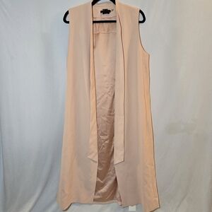 Alice + Olivia Employed Blush Pink Open Front Longline Maxi Vest Duster, sz L